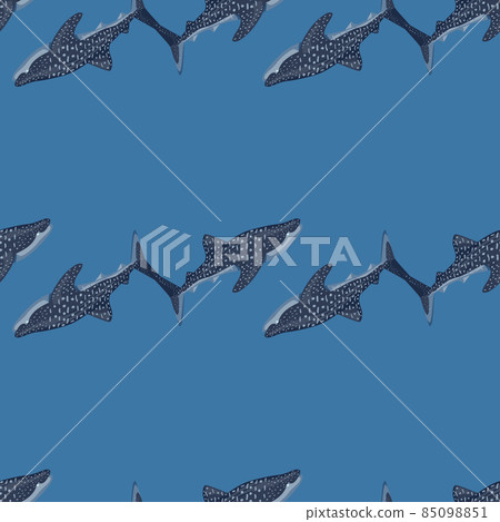 Whale shark seamless pattern in scandinavian style. Marine animals background. Vector illustration for children funny textile. 85098851
