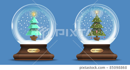 Transparent glass sphere with a Christmas tree 85098868