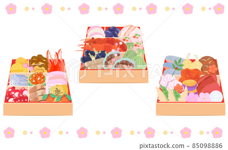 Three-tiered New Year dishes illustration material Three-tiered New Year dishes illustration material 85098886