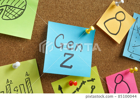 Generation or gen Z on the sticker and marketing data. 85100044
