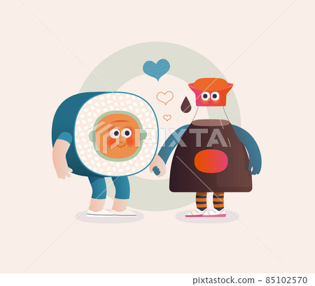 Perfect couple - flat vector illustration of perfect match 85102570