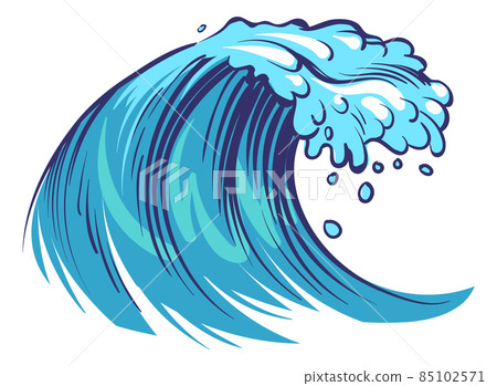 Ocean wave. Big water curl rushing down Ocean wave. Big water curl rushing down 85102571