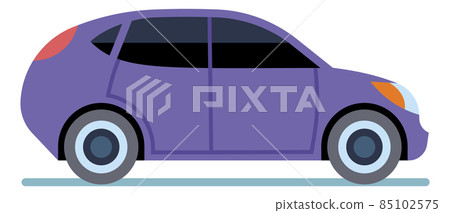 Hatchback side view. Cartoon purple car icon 85102575