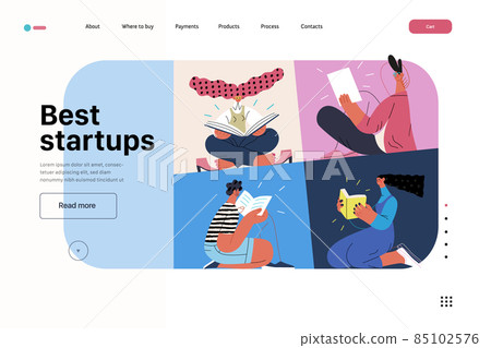 Startup illustration, website landing template. Concept of building new business Startup illustration, website landing template. Concept of building new business 85102576