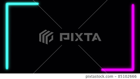 Box shapes lines colorful design ultraviolet spectrum. Neon glow color background abstract. Box shapes lines colorful design ultraviolet spectrum. Neon glow color background abstract. 85102666