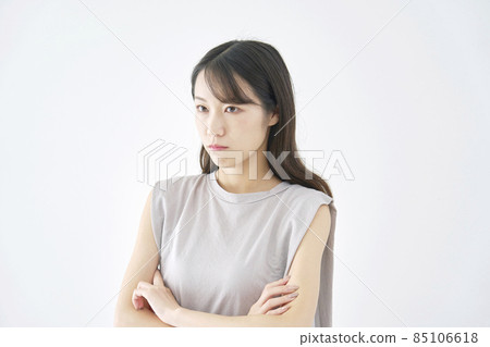 Female angry white background Female angry white background 85106618