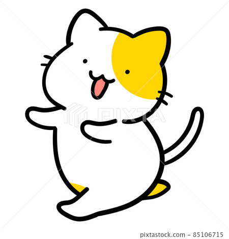一個可愛的貓角色跑起來的手寫風格插圖 85106715