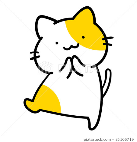 一個可愛的貓角色的手寫風格插圖，讓你開心 85106719