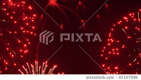 Red Firework celebrate anniversary happy new year 2022, 4th of july holiday festival. red firework in night time celebrate national holiday. Countdown to new year 2022 festival party time event Red Firework celebrate anniversary happy new year 2022, 4th of july holiday festival. red firework in night time celebrate national holiday. Countdown to new year 2022 festival party time event 85107996
