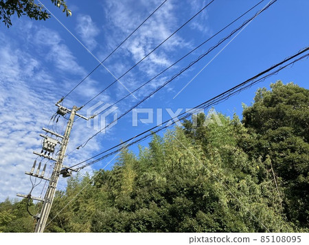 藍天、電線和電線桿 85108095
