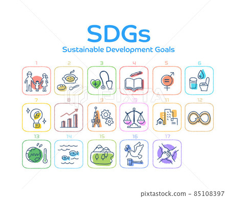 SDGs 17 target icon set 85108397