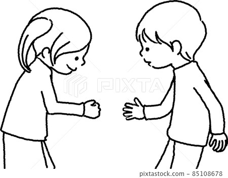Line Drawing Boys And Girls Are Playing Stock Illustration