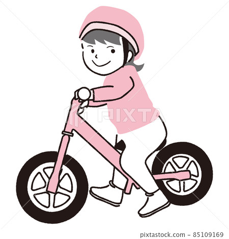 手繪 1color 2 歲女孩踢自行車 85109169