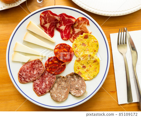 Traditional spanish snack tapas on a plate 85109172