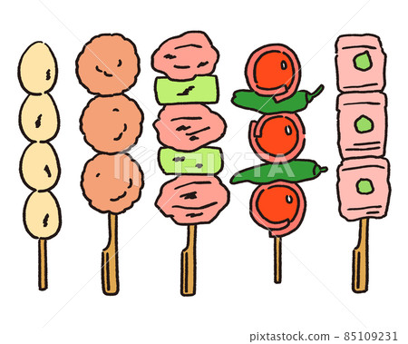 一套美味的烤雞肉串和串 85109231