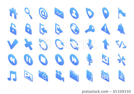 Isometric web icons of mail, search, home Isometric web icons of mail, search, home 85109330