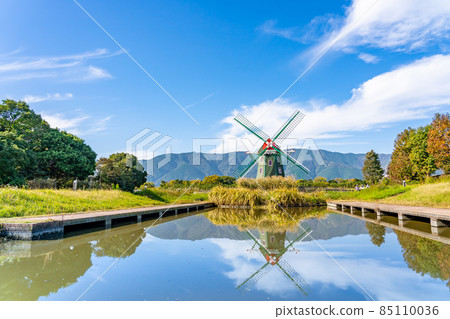 Kaizu City, Gifu Prefecture Autumn Aqua World Mizugo Park Center with beautiful autumn leaves and Dutch windmills 85110036