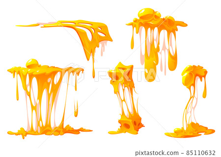 Melted cheese cartoon set, mellow pieces, dripping 85110632
