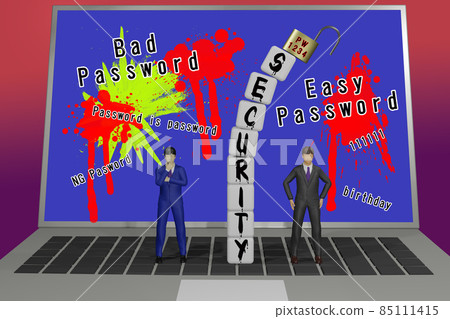 Image of a computer with broken security Image of a computer with broken security 85111415