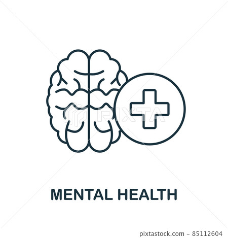 Mental Health icon. Line element from cognitive skills collection. Linear Mental Health icon sign for web design, infographics and more. 85112604