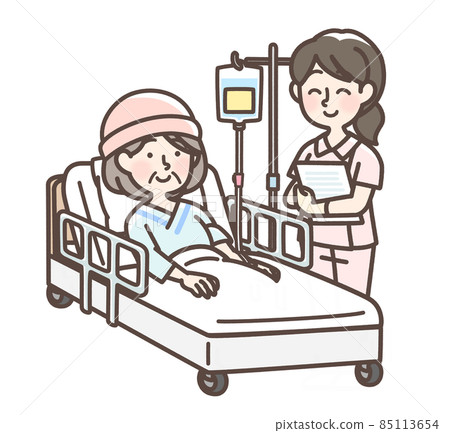 Females and nurses receiving IVs in bed 85113654