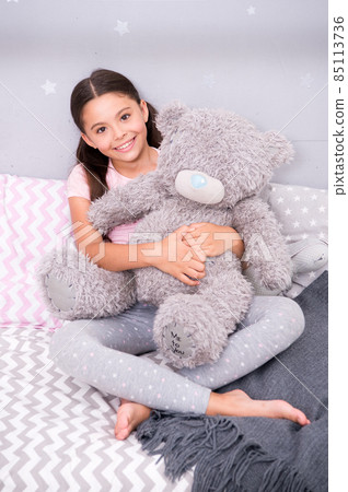 Create kids playground at home. Happy girl play Create kids playground at home. Happy girl play 85113736