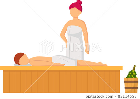 Cartoon people characters taking steam bath together. Relax, health, bathhouse, wellness procedure Cartoon people characters taking steam bath together. Relax, health, bathhouse, wellness procedure 85114555
