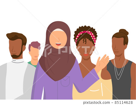 Multiethnic group of people standing together,... - Stock Illustration ...