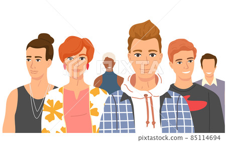 Multiethnic group of people standing together, community and togetherness concept diversity portrait 85114694