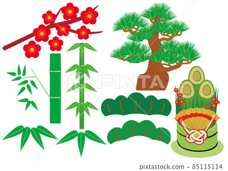 松竹梅和門鬆的日式插畫 松竹梅和門鬆的日式插畫 85115114