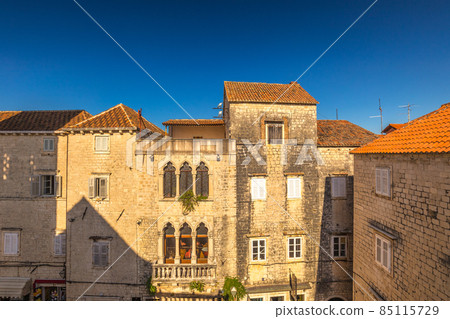 Architecture of old houses in historical centre of the Trogir. 85115729