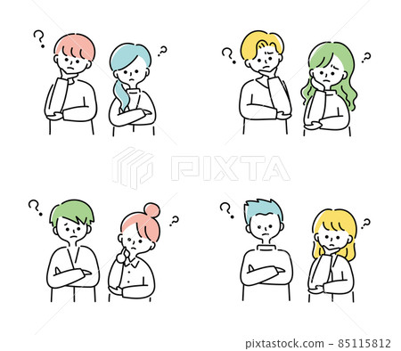 Illustration set of thinking couple Illustration set of thinking couple 85115812