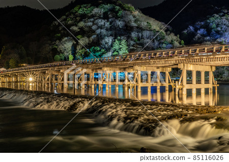 Kyoto Winter Flower Light Road Arashiyama, Togetsu Bridge and surrounding scenery 85116026