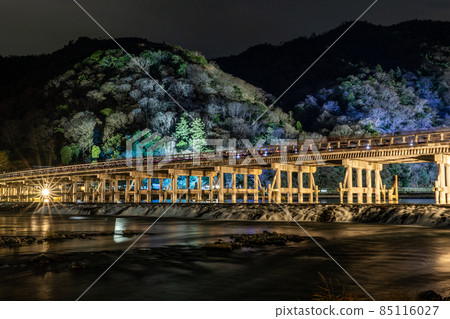 Kyoto Winter Flower Light Road Arashiyama, Togetsu Bridge and surrounding scenery 85116027