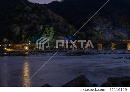 Kyoto Winter Flower Light Road Arashiyama, Togetsu Bridge and surrounding scenery Kyoto Winter Flower Light Road Arashiyama, Togetsu Bridge and surrounding scenery 85116129