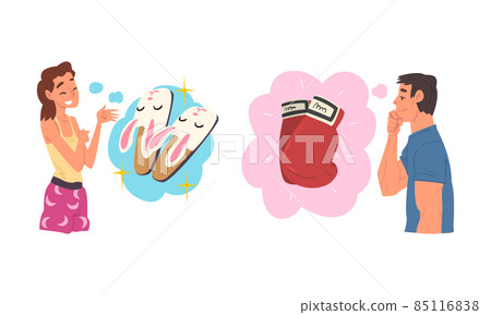 Man and Woman Thought and Need in Cloud Vector Set Man and Woman Thought and Need in Cloud Vector Set 85116838
