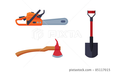 Fire Hatchet and Shovel as Firefighting Equipment Vector Set 85117015