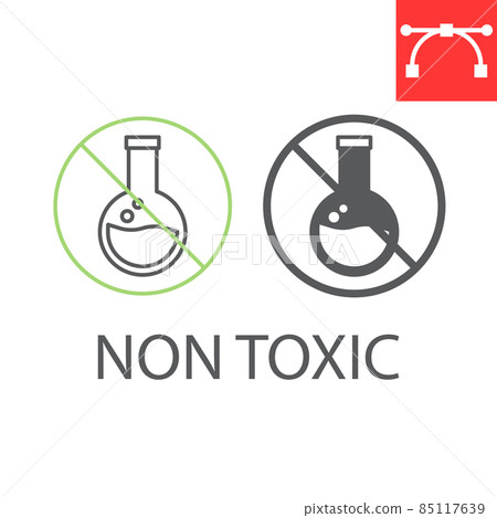 Non toxic line and glyph icon, product and natural, chemicals free vector icon, vector graphics, editable stroke outline sign, eps 10. 85117639