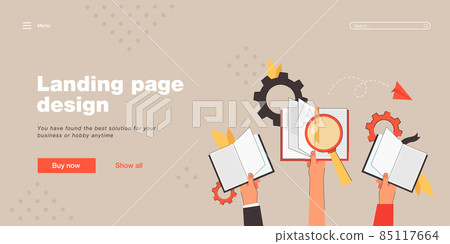 Cartoon hands holding open books Cartoon hands holding open books 85117664