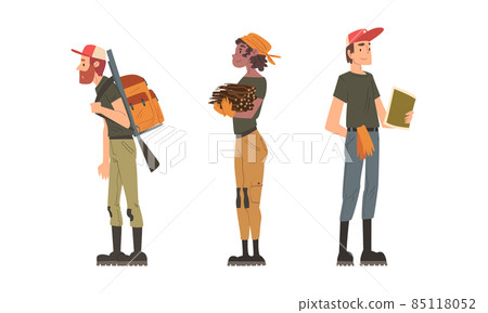 Man and Woman Forest Ranger in Uniform at National Park Standing with Backpack and Map Vector Set Man and Woman Forest Ranger in Uniform at National Park Standing with Backpack and Map Vector Set 85118052