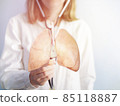 The doctor checks the patient's lungsstethoscope, concept of lung examination 85118887