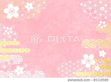 Abstract vector illustration background of cherry blossoms and clouds with Japanese pattern (abstract) Abstract vector illustration background of cherry blossoms and clouds with Japanese pattern (abstract) 85119389
