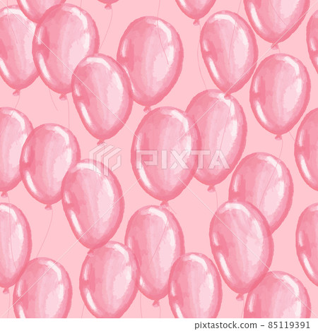 Seamless pattern with colorful watercolor pink balloons. Vector illustration. 85119391