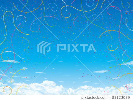 Image of tape and confetti ceremony in the blue sky 85123089