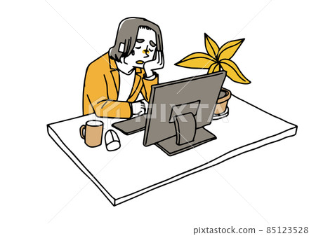 一個在工作中被壓垮的男人,一個忙於工作的上班族,一個鬆散線條圖的人物插圖 一個在工作中被壓垮的男人,一個忙於工作的上班族,一個鬆散線條圖的人物插圖 85123528