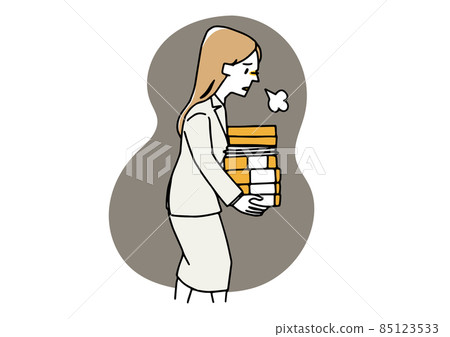 女員工拿著大量文件嘆氣 被迫加班的人服務鬆散的線描人圖 女員工拿著大量文件嘆氣 被迫加班的人服務鬆散的線描人圖 85123533