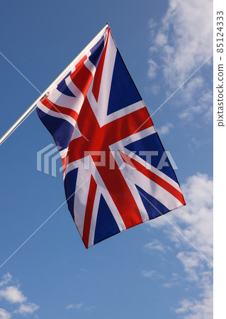 UK British flag hanging on flagstaff 85124333
