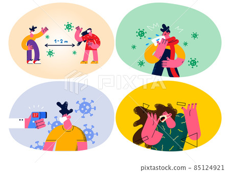 Set of people in facemask protect from coronavirus  85124921