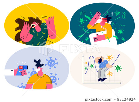 Set of people scared of covid-19 pandemic Set of people scared of covid-19 pandemic 85124924