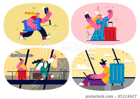 Set of happy people travel abroad Set of happy people travel abroad 85124927